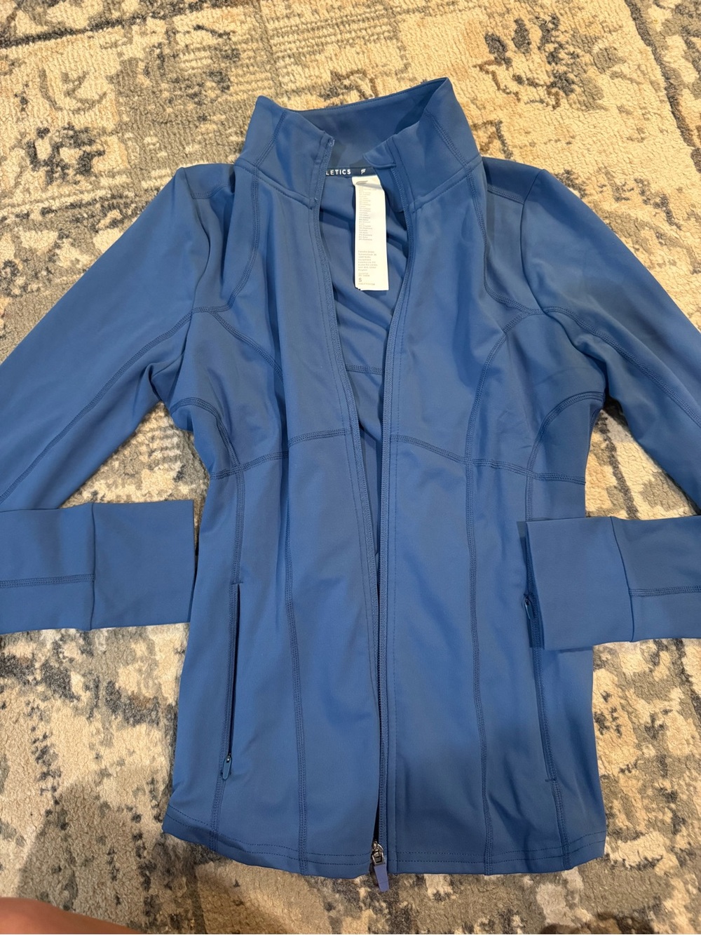 Fabletics Slate Blue Zip-Front Utility Jacket